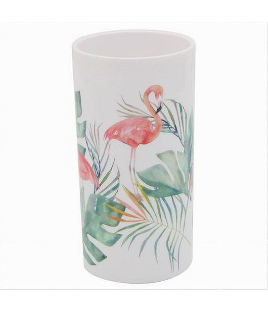 Bicchiere Porta Spazzolino Con Fenicotteri In Plastica Accessorio Bagno 69964         