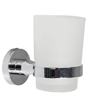 Bicchiere Porta Spazzolino Da Muro In Acciaio E Vetro Fissaggio Con Viti Arredo         