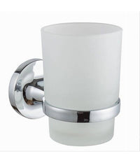 Bicchiere Porta Spazzolino Da Muro In Acciaio Vetro Satinato Arredo Bagno 79804         