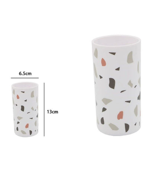 Bicchiere Porta Spazzolino Graniglia Bianco Multicolore Plastica 13x6.5cm 69840         