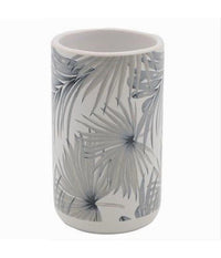 Bicchiere Porta Spazzolino Stampa Tropicale Accessorio Bagno 6.8 X 10.8 Cm 87064         