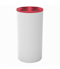 Bicchiere Portaspazzolini 4 Fori Bianco Rosso In Plastica Accessorio Bagno 69938         