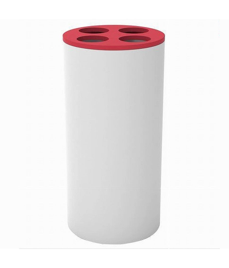 Bicchiere Portaspazzolini 4 Fori Bianco Rosso In Plastica Accessorio Bagno 69938         