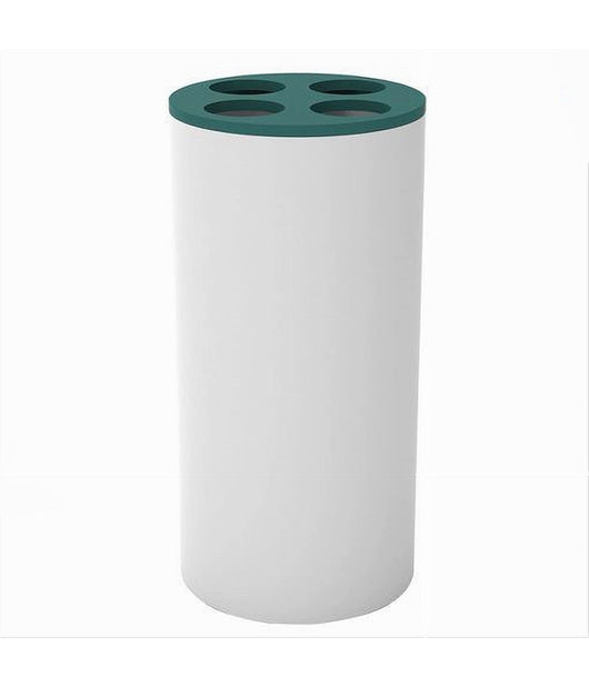 Bicchiere Portaspazzolini 4 Fori Bianco Verde In Plastica Accessorio Bagno 69979         