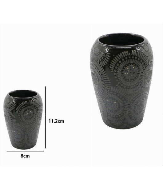 Bicchiere Portaspazzolini Con Motivo Etnico Nero Accessori Arredo Da Bagno 79964         