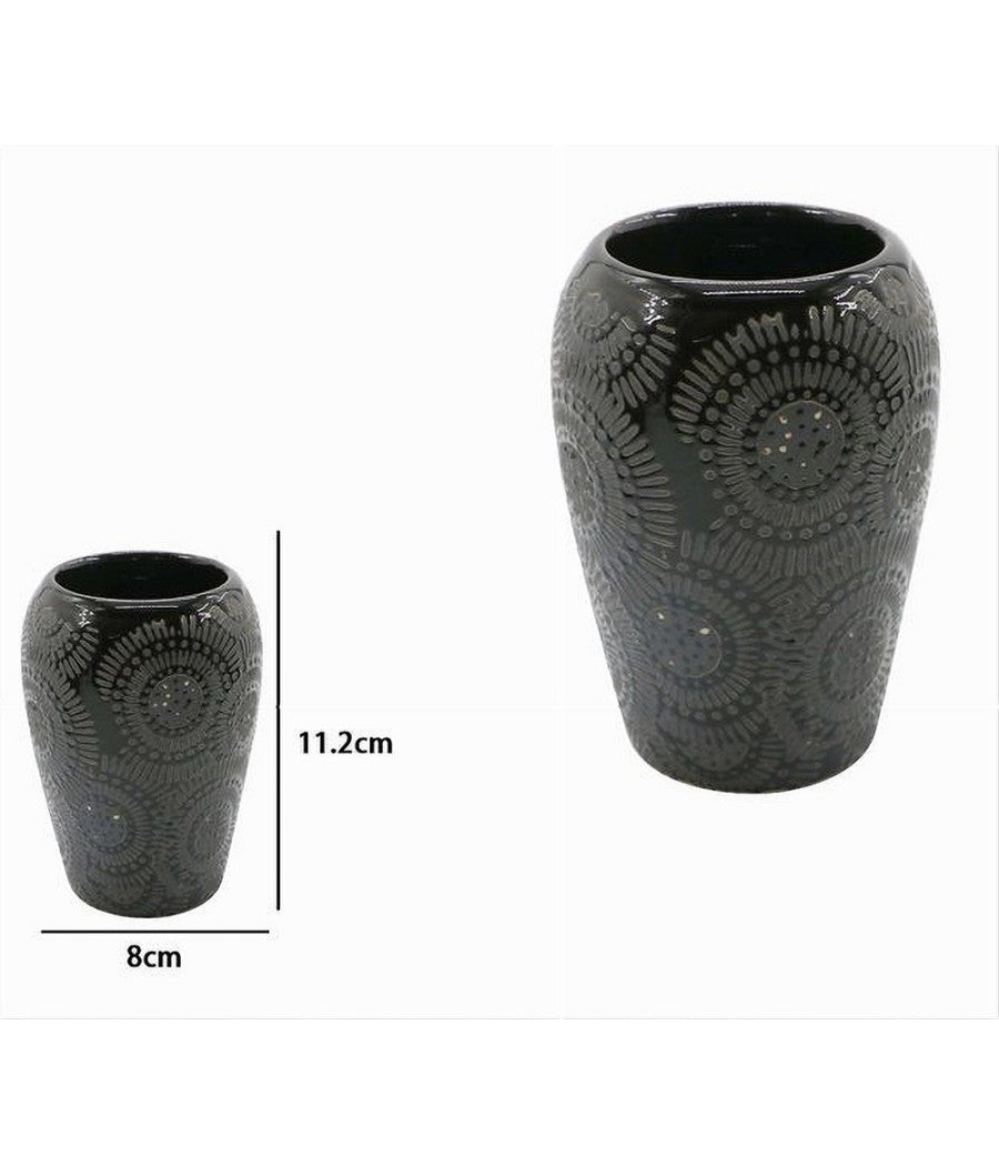 Bicchiere Portaspazzolini Con Motivo Etnico Nero Accessori Arredo Da Bagno 79964         