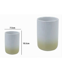 Bicchiere Portaspazzolini Dentifricio Bianco Giallo Arredo Bagno Accessori 59903         