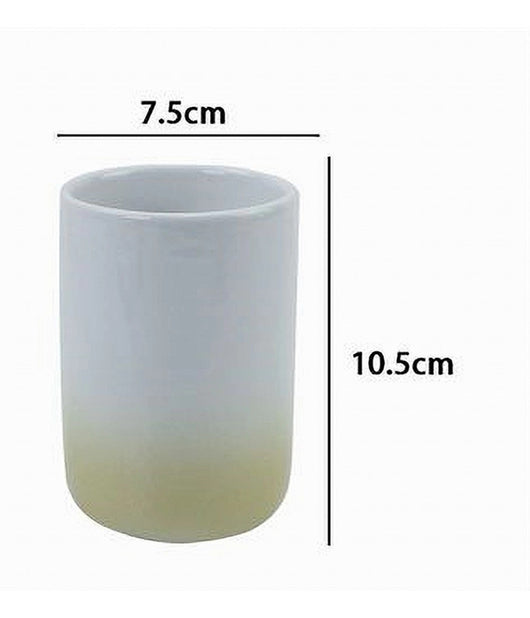 Bicchiere Portaspazzolini Dentifricio Bianco Giallo Arredo Bagno Accessori 59903         