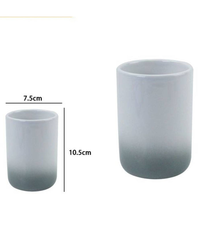 Bicchiere Portaspazzolini Dentifricio Bianco Grigio Arredo Bagno Accessori 59915         