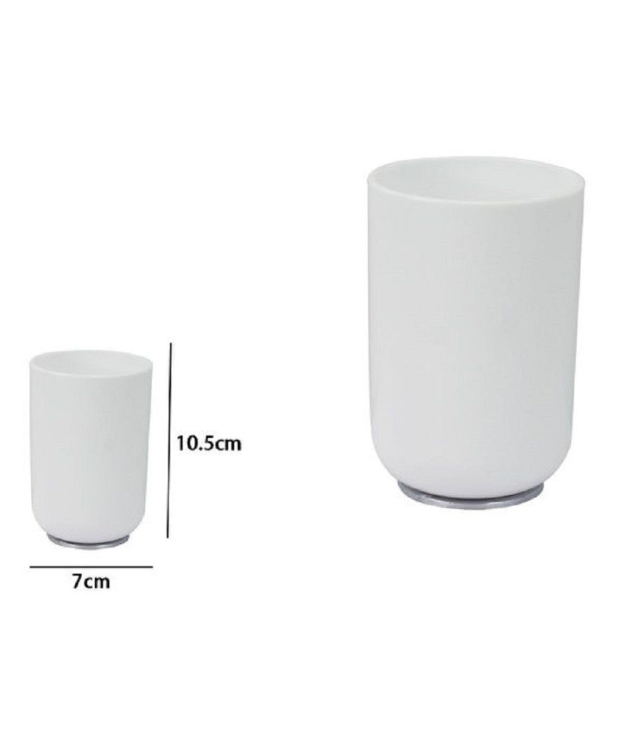 Bicchiere Portaspazzolini Dentifricio Bianco Silver Accessori Arredo Bagno 79864         