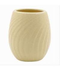 Bicchiere Portaspazzolini In Ceramica Rigata Gialla Accessori Arredo Bagno 79961         