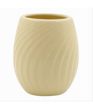 Bicchiere Portaspazzolini In Ceramica Rigata Gialla Accessori Arredo Bagno 79961         