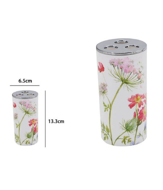 Bicchiere Portaspazzolino 3 Fori Bianco In Plastica Accessorio Bagno Fiori 69924         