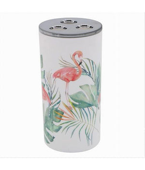 Bicchiere Portaspazzolino 3 Fori Fenicotteri In Plastica Accessorio Bagno 69965         