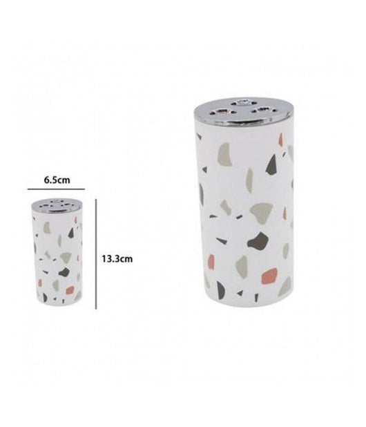 Bicchiere Portaspazzolino 3 Fori Graniglia Bianco Multicolore In Plastica 69841         