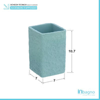 Bicchiere portaspazzolino in poliresina da appoggio turchese pastello