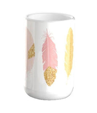 Bicchiere Portaspazzolino Piume Bianco Accessori Arredo Bagno 6.8x10.8cm 69794         