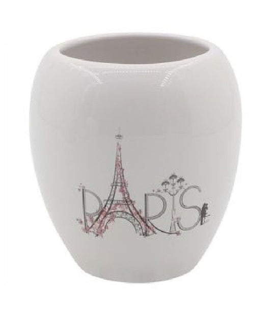 Bicchiere Portaspazzolino Spazzolini Decorato Scritta Paris Accessori Bagno 87036         