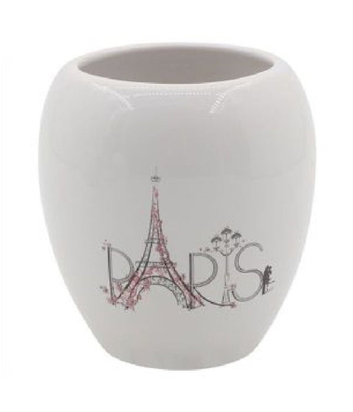 Bicchiere Portaspazzolino Spazzolini Decorato Scritta Paris Accessori Bagno 87036         