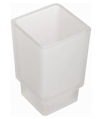 Bicchiere Ricambio Porta Spazzolino In Vetro Cubo Satinato Bagno Accessori 87263         