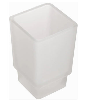 Bicchiere Ricambio Porta Spazzolino In Vetro Cubo Satinato Bagno Accessori 87263         