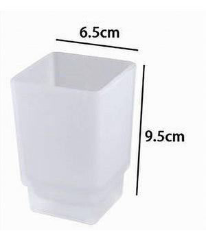 Bicchiere Ricambio Porta Spazzolino In Vetro Cubo Satinato Bagno Accessori 87263         