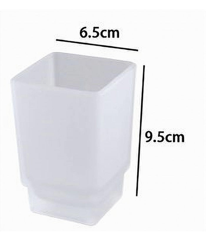 Bicchiere Ricambio Porta Spazzolino In Vetro Cubo Satinato Bagno Accessori 87263         