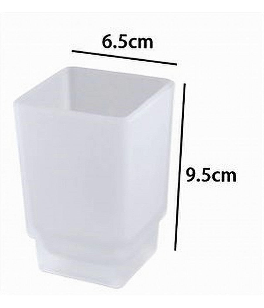 Bicchiere Ricambio Porta Spazzolino In Vetro Cubo Satinato Bagno Accessori 87263         