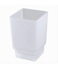 Bicchiere Ricambio Porta Spazzolino In Vetro Cubo Satinato Bagno Accessori 87263         