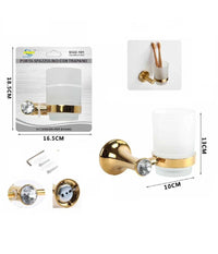 Bicchiere Supporto Bagno Porta Spazzolino Denti Muro Casa Dorato Oro Dgo-101         