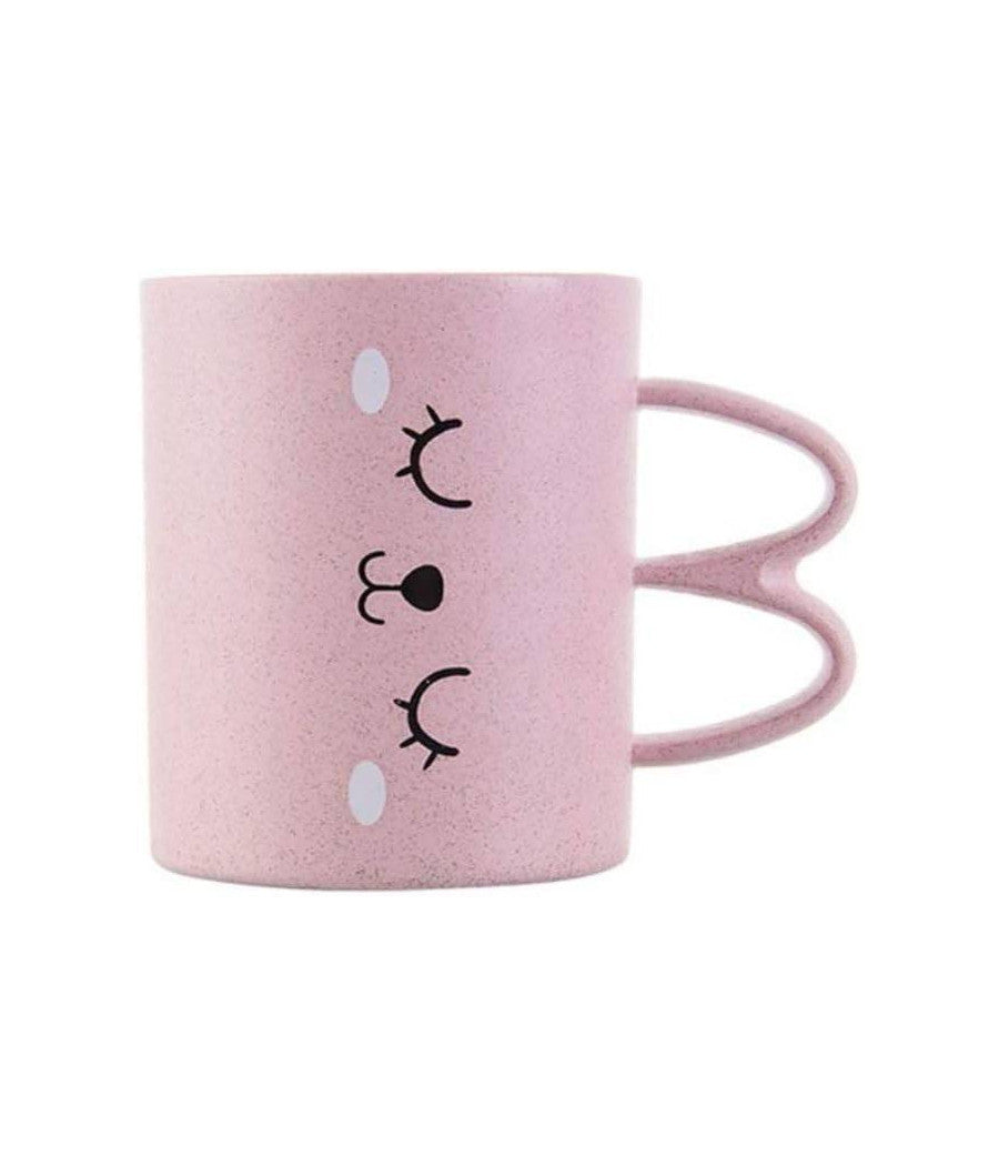 Bicchiere Tazza 400ml Con Faccine Colorate In Plastica Tazzone Latte X Colazione         