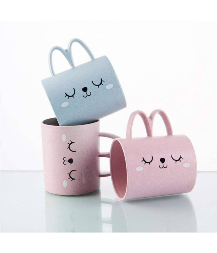 Bicchiere Tazza 400ml Con Faccine Colorate In Plastica Tazzone Latte X Colazione         