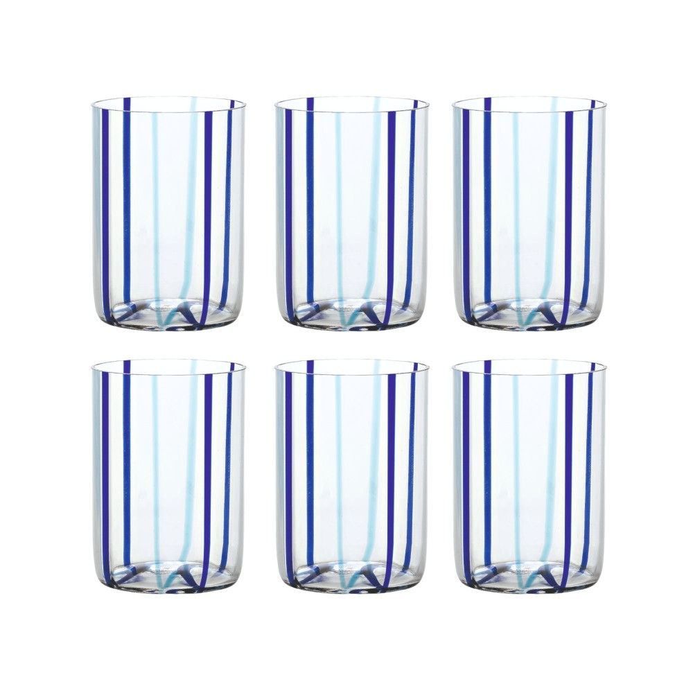 Bicchiere Tirache Zafferano in vetro borosilicato bicolore Acquamarina-blu box 6 pezzi