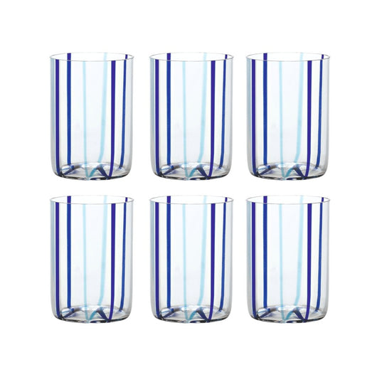 Bicchiere Tirache Zafferano in vetro borosilicato bicolore Acquamarina-blu box 6 pezzi