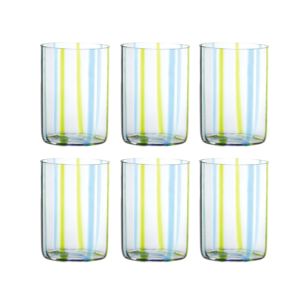 Bicchiere Tirache Zafferano in vetro borosilicato bicolore Acquamarina-verde box 6 pezzi