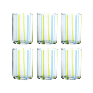 Bicchiere Tirache Zafferano in vetro borosilicato bicolore Acquamarina-verde box 6 pezzi