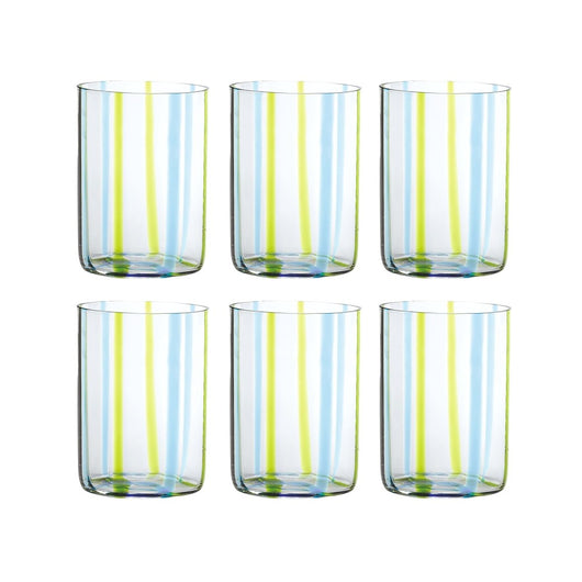 Bicchiere Tirache Zafferano in vetro borosilicato bicolore Acquamarina-verde box 6 pezzi