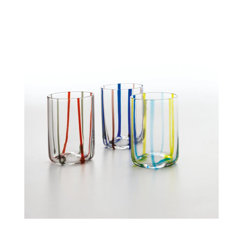 Bicchiere Tirache Zafferano in vetro borosilicato bicolore Acquamarina-verde box 6 pezzi