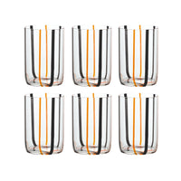 Bicchiere Tirache Zafferano in vetro borosilicato bicolore Nero-arancio box 6 pezzi