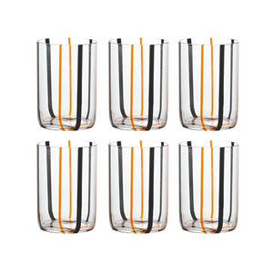 Bicchiere Tirache Zafferano in vetro borosilicato bicolore Nero-arancio box 6 pezzi