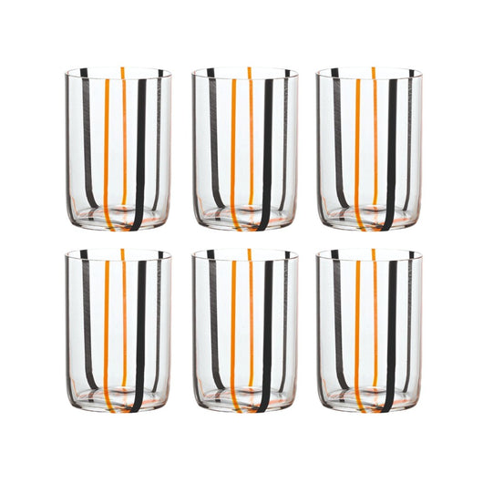 Bicchiere Tirache Zafferano in vetro borosilicato bicolore Nero-arancio box 6 pezzi