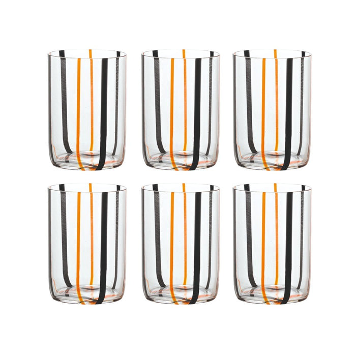 Bicchiere Tirache Zafferano in vetro borosilicato bicolore Nero-arancio box 6 pezzi