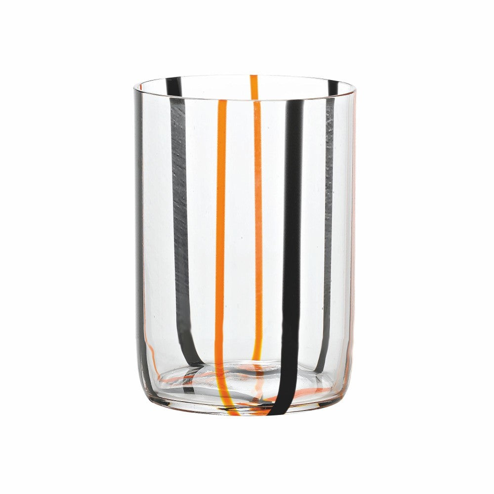 Bicchiere Tirache Zafferano in vetro borosilicato bicolore Nero-arancio box 6 pezzi