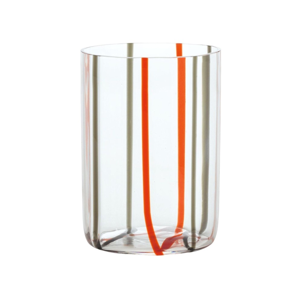 Bicchiere Tirache Zafferano in vetro borosilicato bicolore Rosso-grigio box 6 pezzi