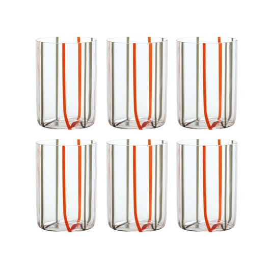 Bicchiere Tirache Zafferano in vetro borosilicato bicolore Rosso-grigio box 6 pezzi