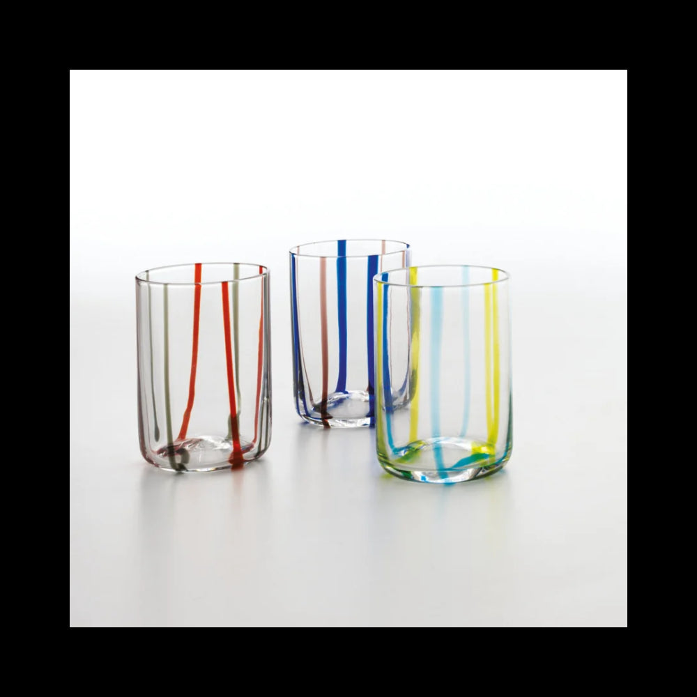 Bicchiere Tirache Zafferano in vetro borosilicato bicolore Verde-ametista box 6 pezzi