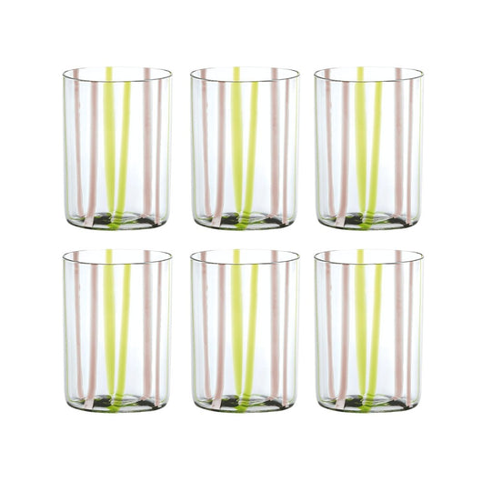 Bicchiere Tirache Zafferano in vetro borosilicato bicolore Verde-ametista box 6 pezzi