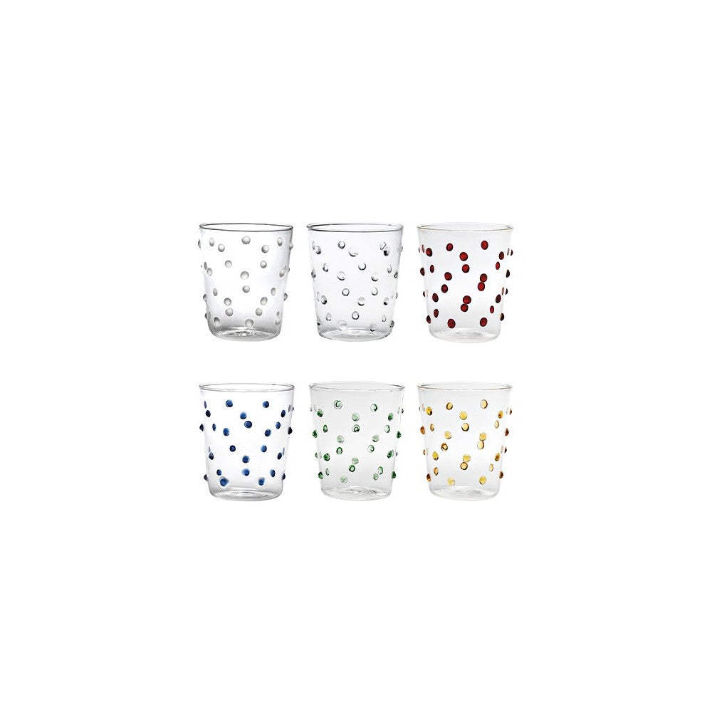 Bicchiere Zafferano Party Tumbler 45 Cl Set Multicolore 6 pezzi In Vetro