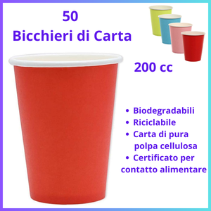 50 Bicchieri carta bicchiere acqua colorati rosso vintage party  festa compleanno laurea campeggio montagna natale