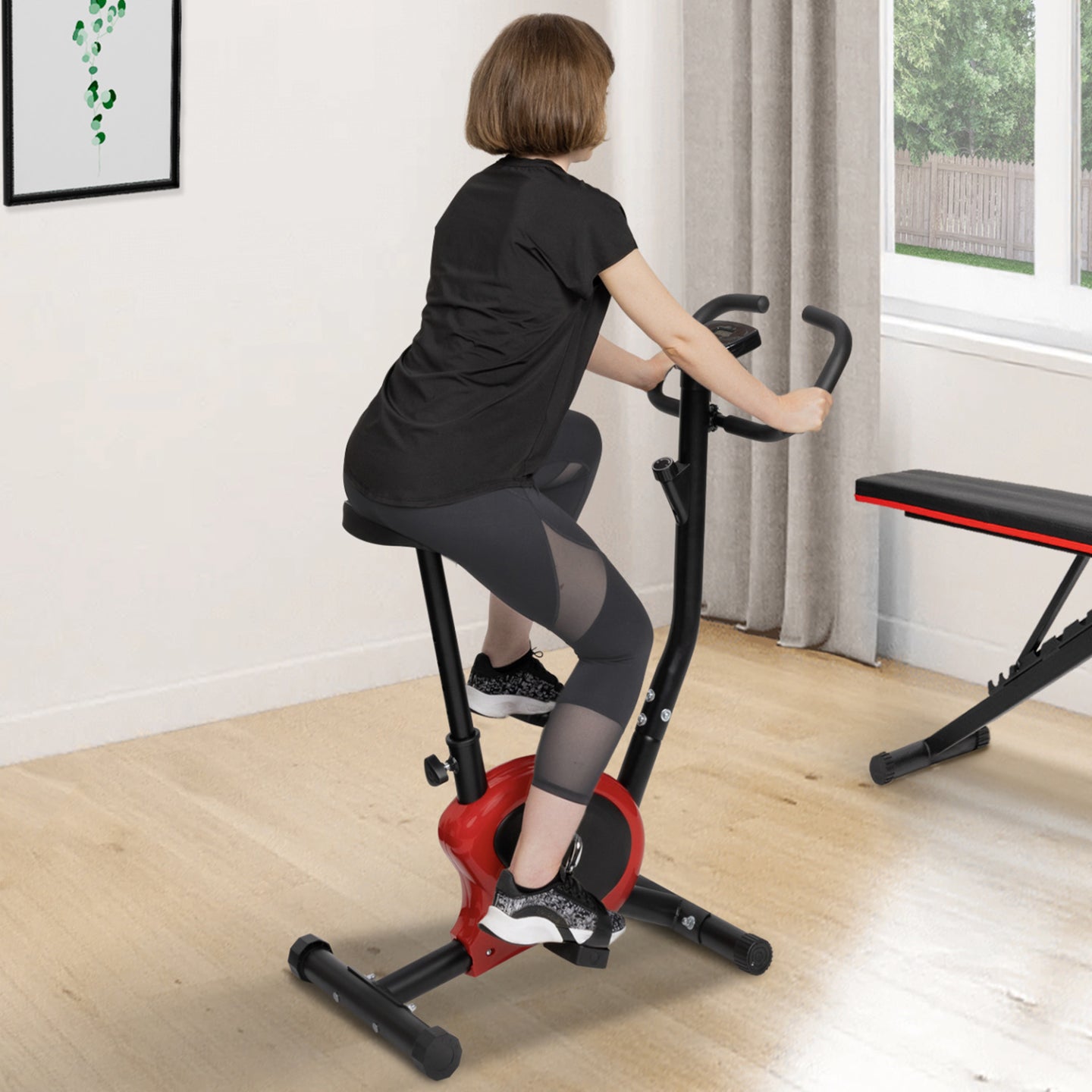 IDMarket - Bicicleta estática ajustable con pantalla LCD multifunción